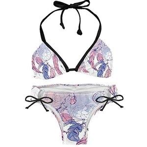 Suojapuku Bikini Da Donna Costume Da Bagno A Due Pezzi Piume Di Acchiappasogni Dell Acquerello