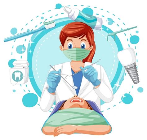 Premium Vector Dentist Woman Examining Patient Teeth On White Background