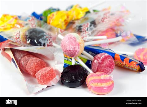 Random Selection Of Kids Sweets On White Background Stock Photo Alamy