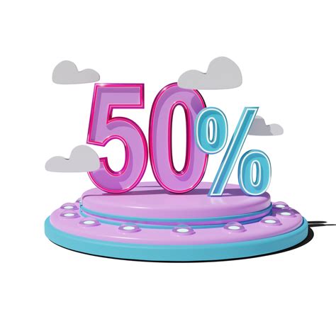 Discount 50 Percent on Transparent background 3d illustration 19955997 PNG