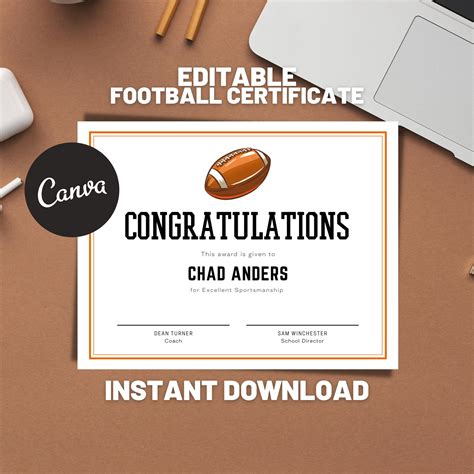End Of Season Football Awards Editable Football Award Certificate