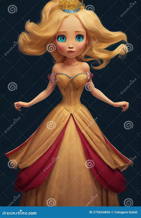 Fairytale Princess With Blonde Hair And Strong Blue Eyes Ai Generated Image Stock Illustration
