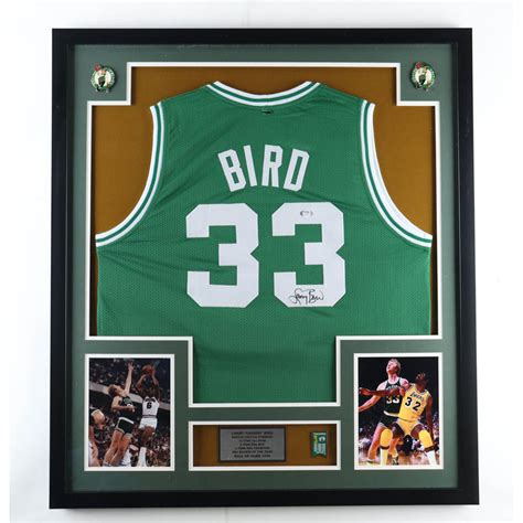 Larry Bird Signed Celtics Custom Framed Jersey Display With Mini Metal