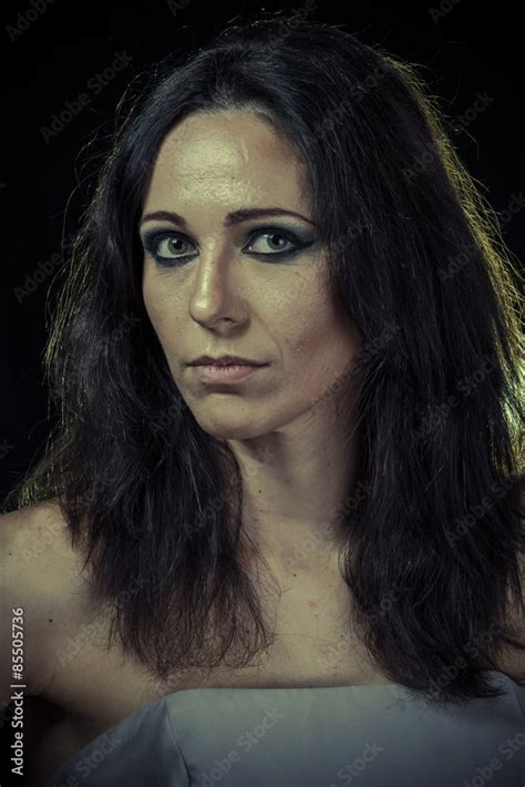 Divorce Sad Brunette Woman With Long Hair And Evening Gown Stock Photo Adobe Stock