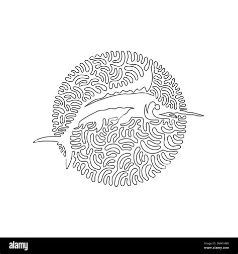Single Swirl Continuous Line Drawing Of Marlin Long Dorsal Fin Abstract