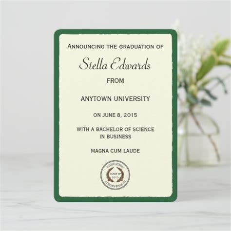 Green Graduation Announcements Round Corners Zazzle