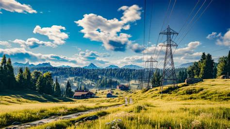 High Voltage Tower And Power Lines Stock Illustration Illustration Of