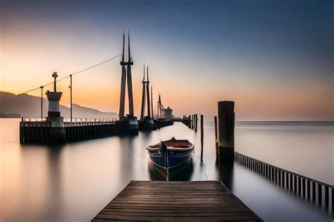 Premium Ai Image A Boat Is Docked At A Pier With A Boat In The Water
