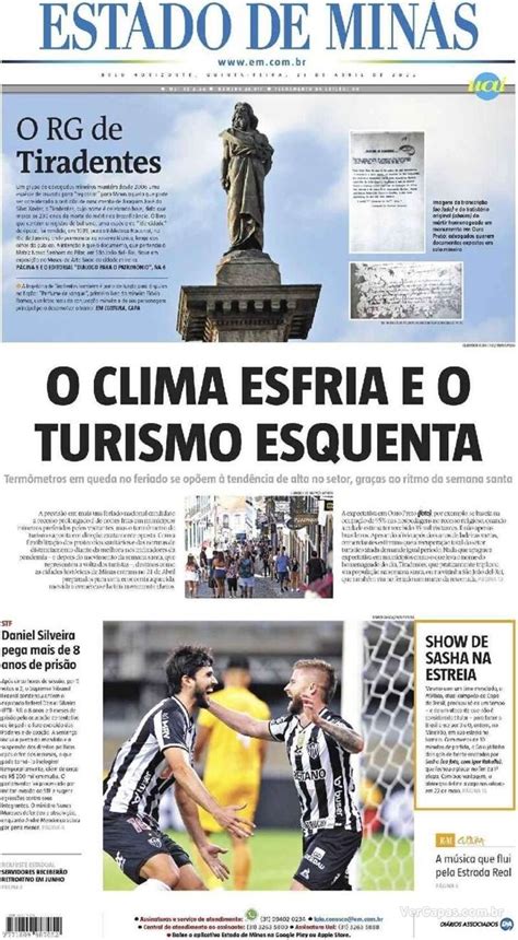 Capa Estado de Minas Edição Quinta 21 de Abril de 2022