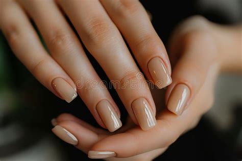 Hand With Neutral Nude Manicure Stock Image Image Of Natural Generated 321746041