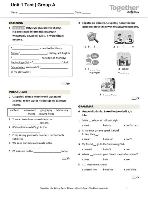 Together - kl5 - U1 - Unit - Test - Standard A | PDF