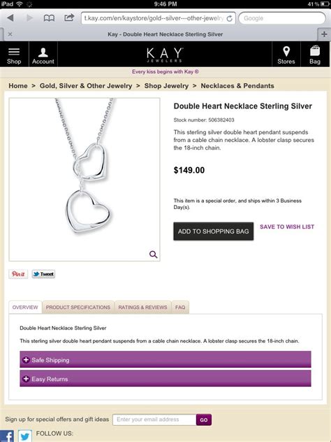 Heart necklace from Kays | Heart necklace, Double heart necklace, Heart ...