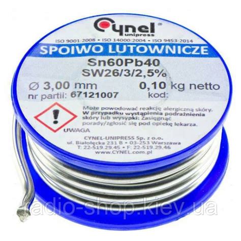 Припій Cynel Sn60Pb40 3 mm (100g): продаж, ціна у Києві. Флюси, припій ...
