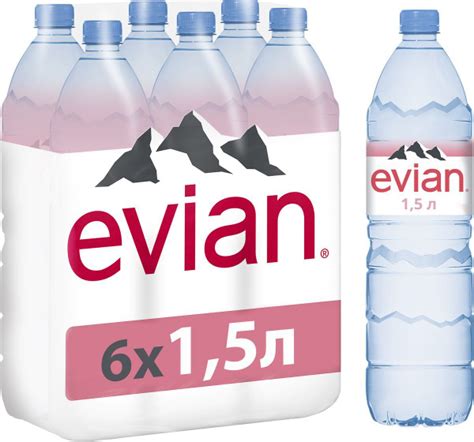 Evian вода минеральная природная столовая негазированная, 6 шт по 1,5 л ...