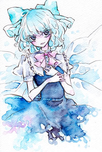 The Big Imageboard Tbib Blue Eyes Blue Hair Bow Cirno Dress Hair