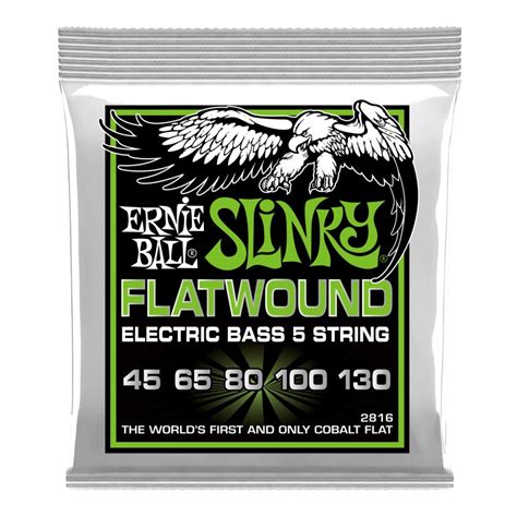 Ernie Ball Slinky Cobalt Flatwound 5 String Bass Strings 45 130 Gear4music