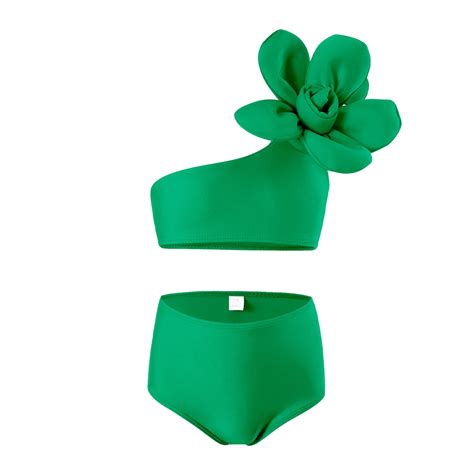 Hienoo Big Girl Piece Swimsuit One Shoulder Flower Bikini Set Bathing Suit Swimwear Walmart