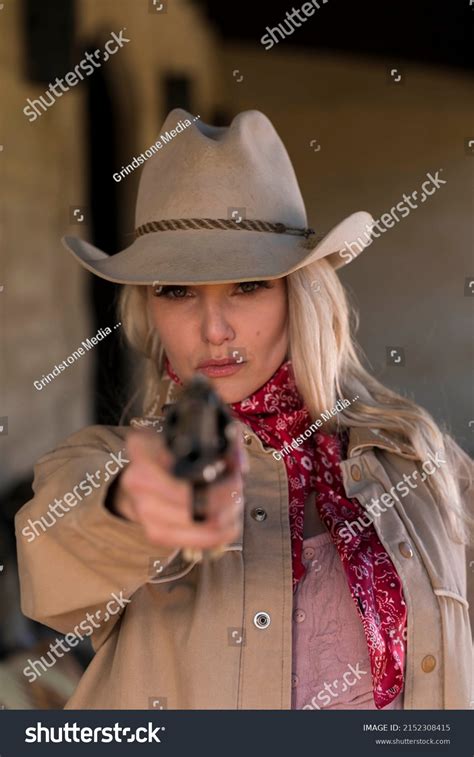 Gorgeous Blonde Model Dressed Cowgirl Enjoying Stock Photo Shutterstock