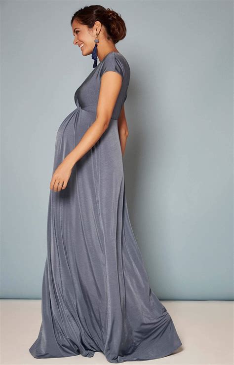 Francesca Maternity Maxi Dress In Steel Blue Maternity Wedding