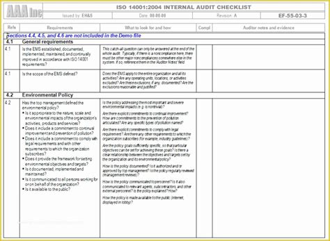 Iso 9001 2015 audit checklist excel xls - easysno
