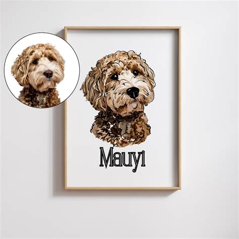 Personalized Dog Portrait From Photo Custom Pet Portraits With Pet