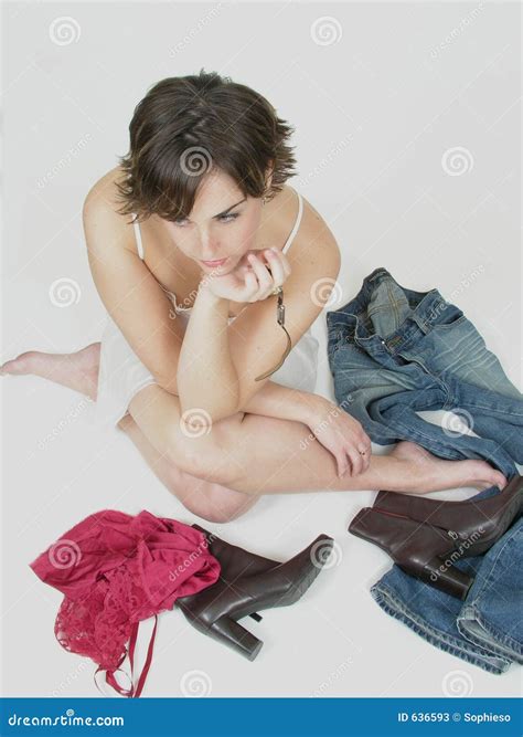 Attractive Brunette Woman In Thought Stock Image Image Of Brunette Beauty