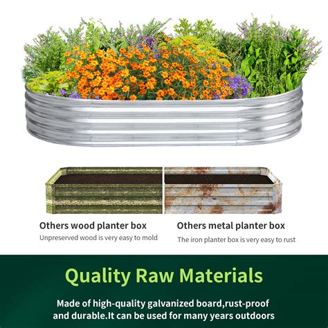 Large Galvanized Steel Raised Garden Bed 6x3x1ft Outdoor Planter Box