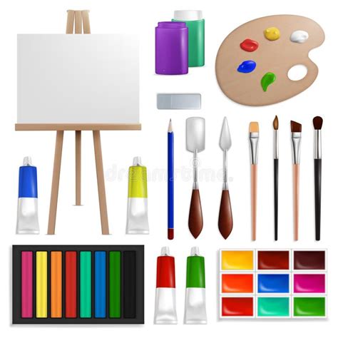 Art Painting Tools And Accessories Vector Isolated Illustration Stock