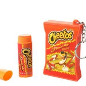 Taste Beauty Makeup Cheetos Flamin Hot Crunchy Flavored Lip Balm Keychain Set Limited