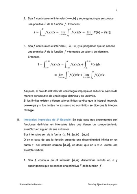 Teoria Y Ejercicios Integrales Impropias 2 Pdf