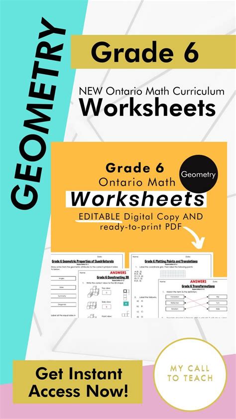 Grade Ontario Math Geometry Pdf Editable Worksheets Math Math