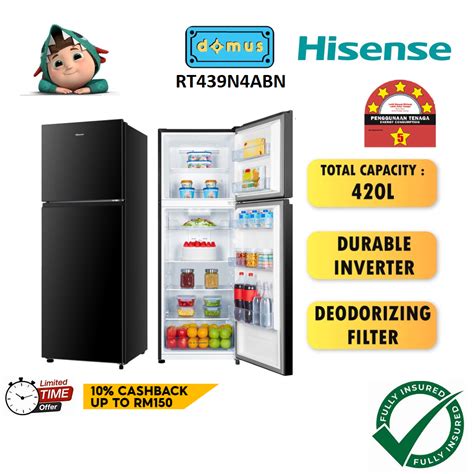 5 STAR Hisense Refrigerator 2 Door Inverter 420L Fridge Peti Sejuk Peti