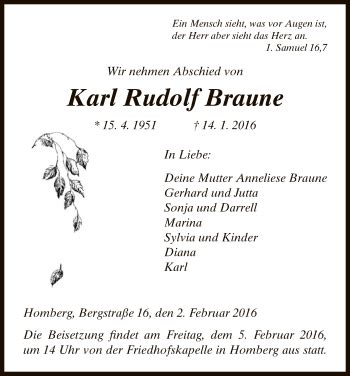 Traueranzeigen Von Karl Rudolf Braune Trauer HNA De