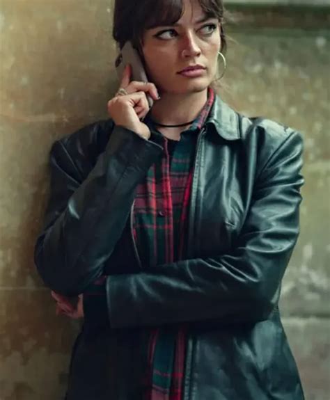Sex Education Emma Mackey Black Leather Jacket Oskar Jacket