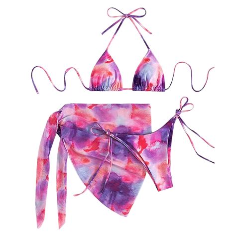 Aqitti Women Fashion Strap Wrap Pad High Waist Prints Bikini Set