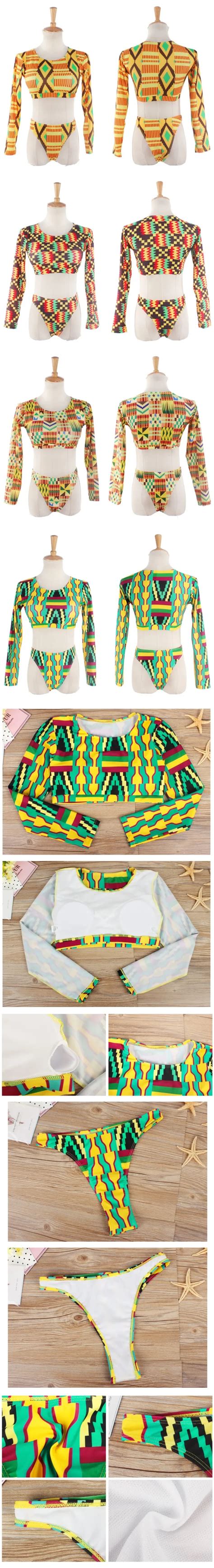 African Print Swimwear Thong Bikini Set Calderonconcepts
