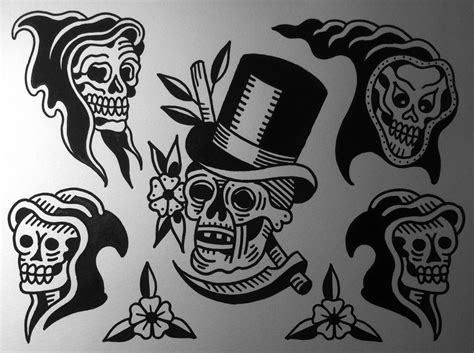 Traditional Skull Tattoo Flash Paimo Tattoos