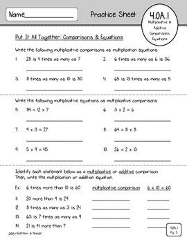 4.OA.1 Practice Sheets: Mul... by Kathleen and Mande' | Teachers Pay ...