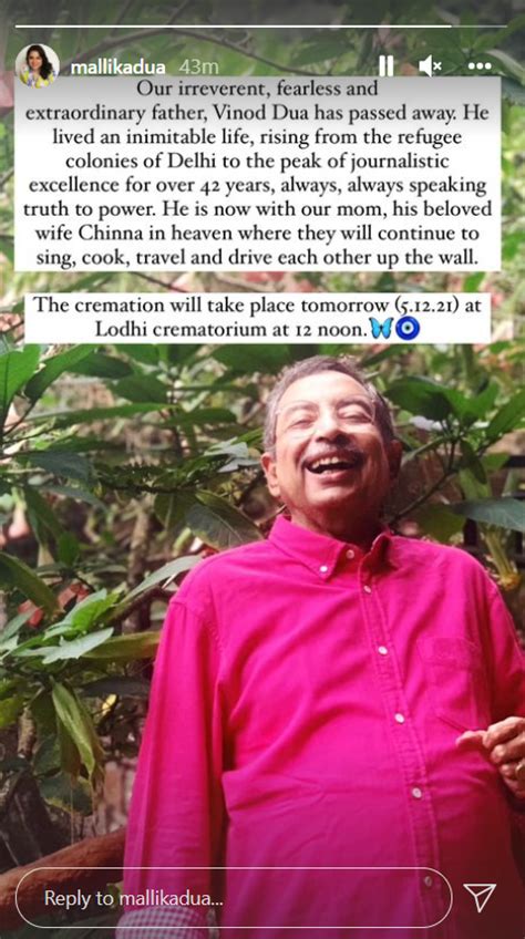 Journalist Vinod Dua Father Of Actress Comedian Mallika Dua Passes