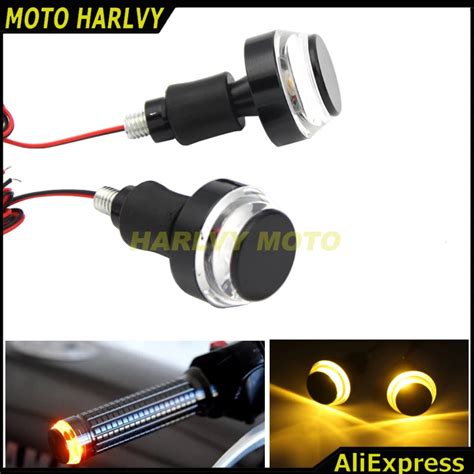 Pcs Cnc Motorcycle Amber Led Handle Bar End Indicator Grip Plug Turn