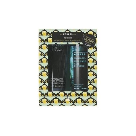 Korres Gift Set Blue Sage, Lime, Fir Wood Aftershave 125ml & Showergel ...