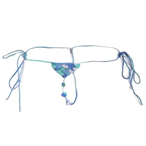 Trangscrochet Crochet Extreme Micro G String Crotchless Bikini Bottom Ocean Color In Saudi