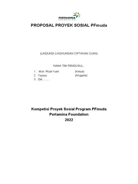 Proposal Proyek Sosial Pfmuda Pdf