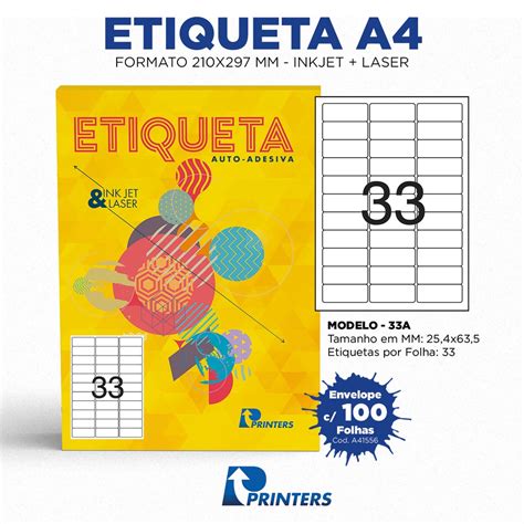 100 Folhas De Etiqueta Tamanho A4 Inkjet Laser 25 4 Mm X 63 5 Mm Caixa