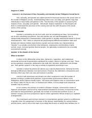 Lesson 1 Docx August 17 2021 Lesson 1 An Overview Of Sex Sexuality And Gender Under