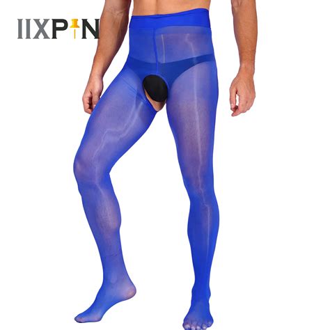 Men Sheer Stockings Lingerie Crossdresser Sissy Crotchless Tights Leggings Porno See Through