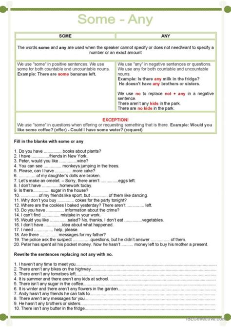 136 Some Or Any English Esl Worksheets Pdf And Doc