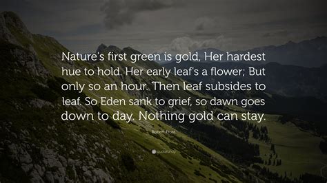 Robert Frost Quote Natures First Green Is Gold Her Hardest Hue To