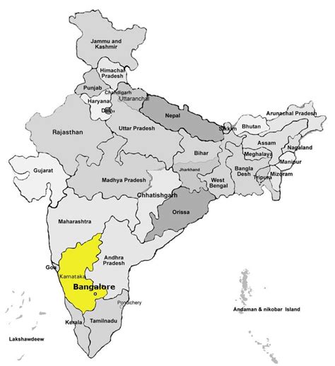 Bangalore india map - Map of Bangalore india (Karnataka - India)