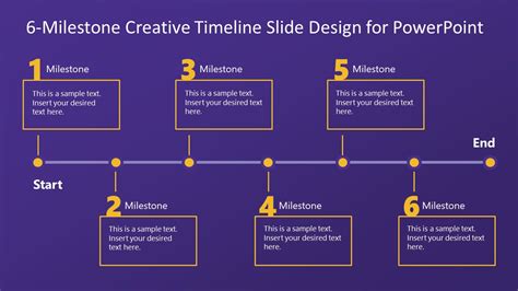 6-Milestone Creative Timeline Slide Design for PowerPoint